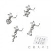 8PCS OF ASSORTED CZ DANGLE 316L SURGICAL STEEL L-SHAPE NOSE STUD BOX